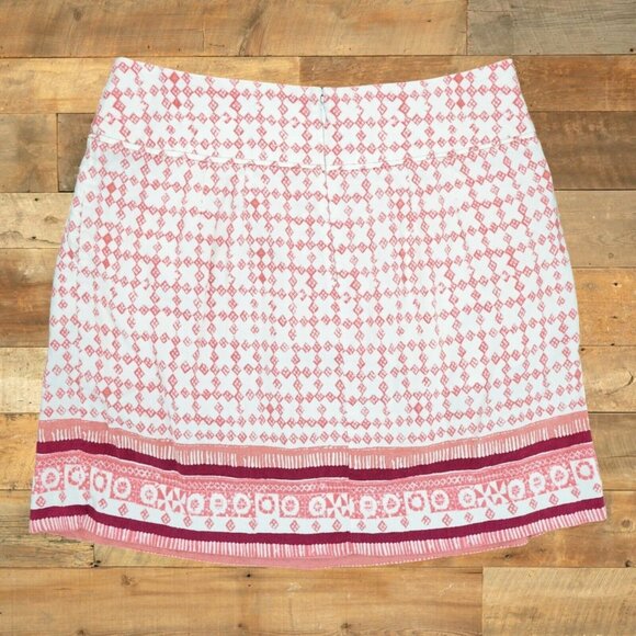 Ann Taylor Loft Skirt Women's Size 10 Linen Blend Stripe Pockets Zip Closure - Picture 2 of 4